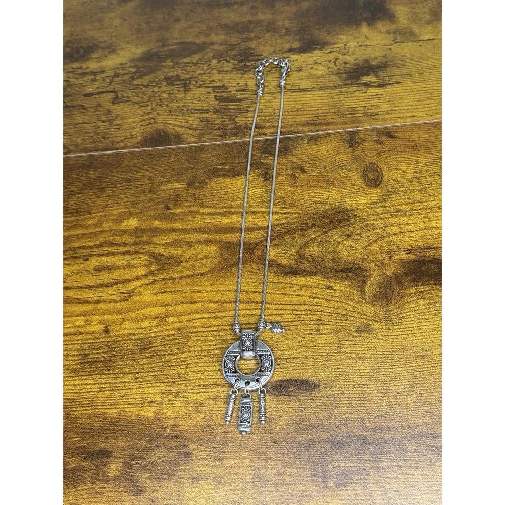 Brighton- Birmingham Silver Plate Necklace With Open Disk Pendant-Retired Signed